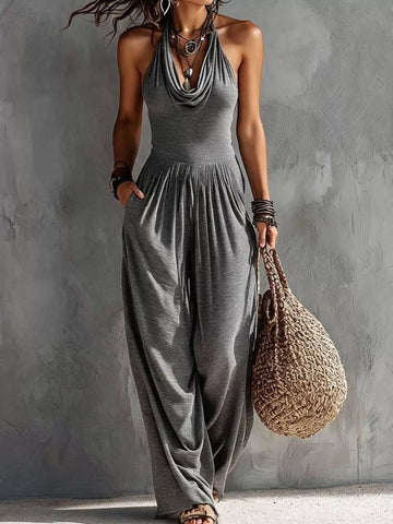 Halter Neck Wide-Leg Jumpsuit