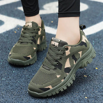 Camouflage Lace-Up Mesh Athletic Sneakers