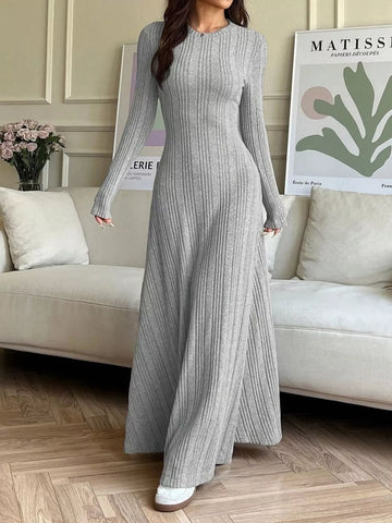 Long Sleeve Ribbed Knit Dress