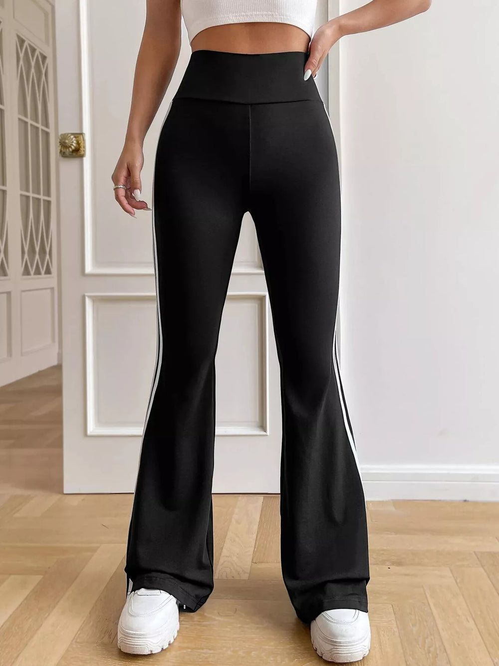 High-Waisted Side-Striped Flare Active Pants