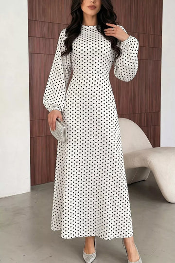 Polka Dot Long Sleeve Maxi Dress