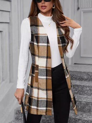 Plaid V-Neck Vest