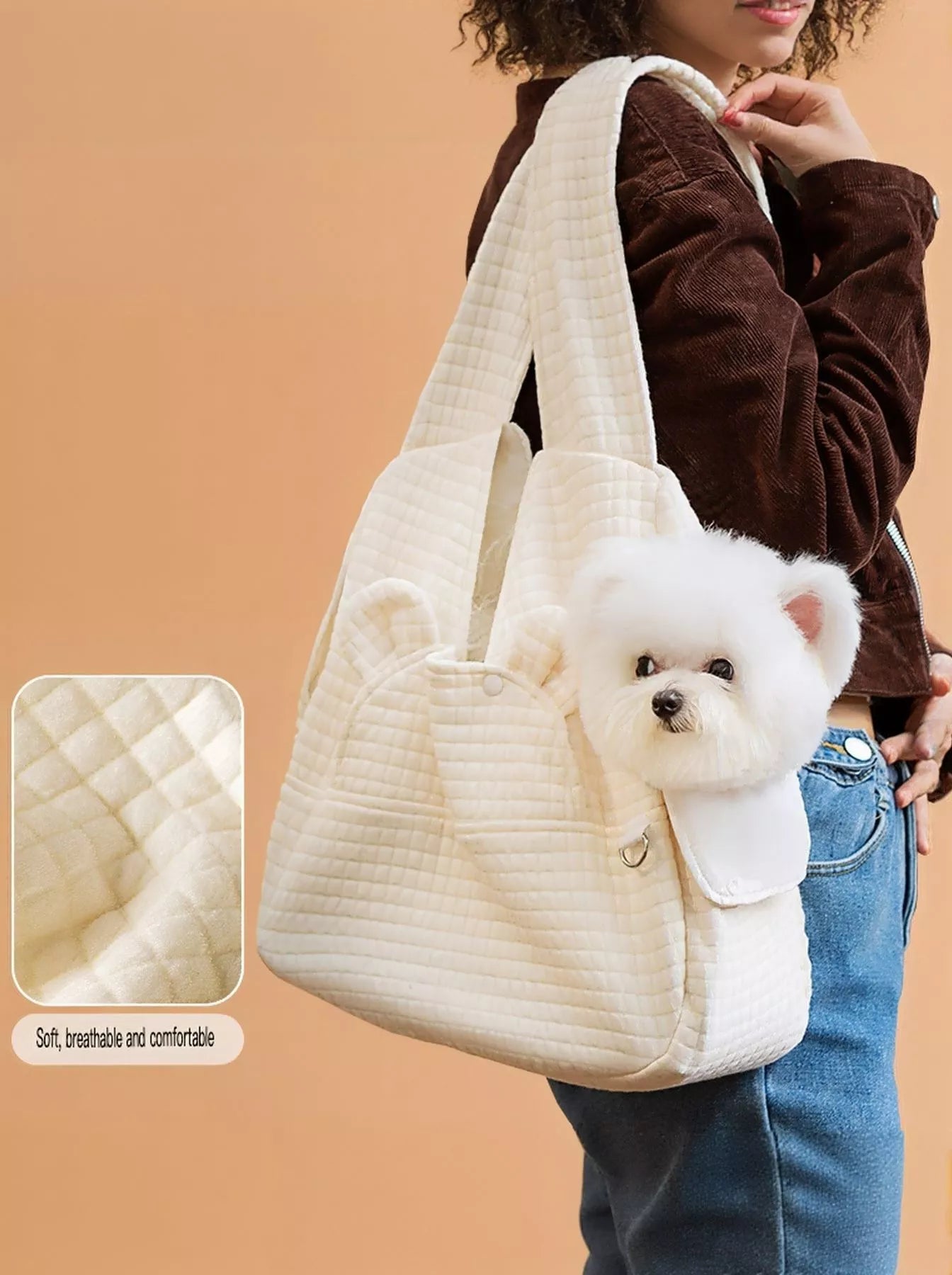Comfortable Quilted Pet Carrier Sling Bag detail from Pet Accessories