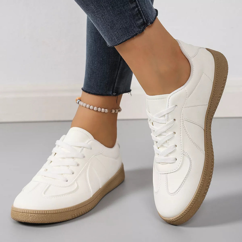 Round Toe Lace-Up Flats Sneakers