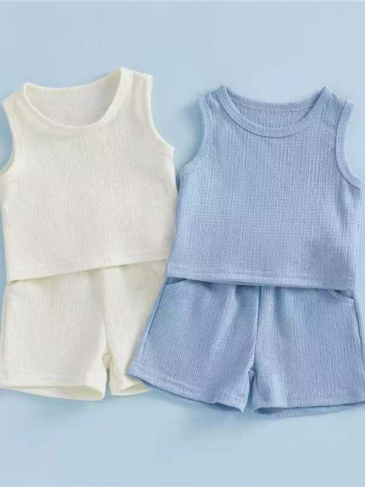 Children's Solid Color Tank and Shorts Set