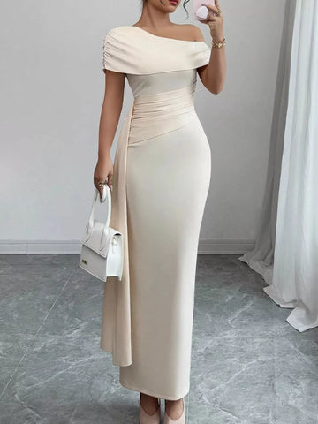 One Shoulder Ruched Maxi Dress