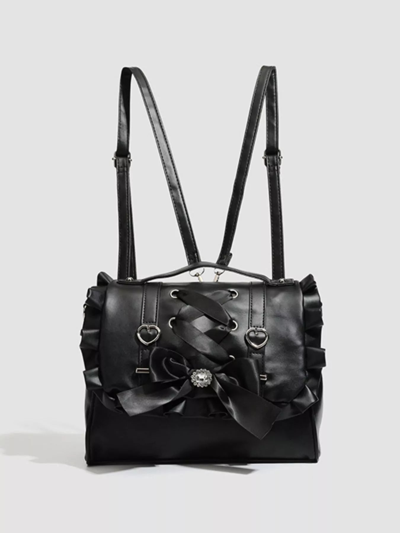 Ruffled Lace Up Bow Backpack Bag selected from Bag Muse for Carry the Moment: Bags That Finish the Story