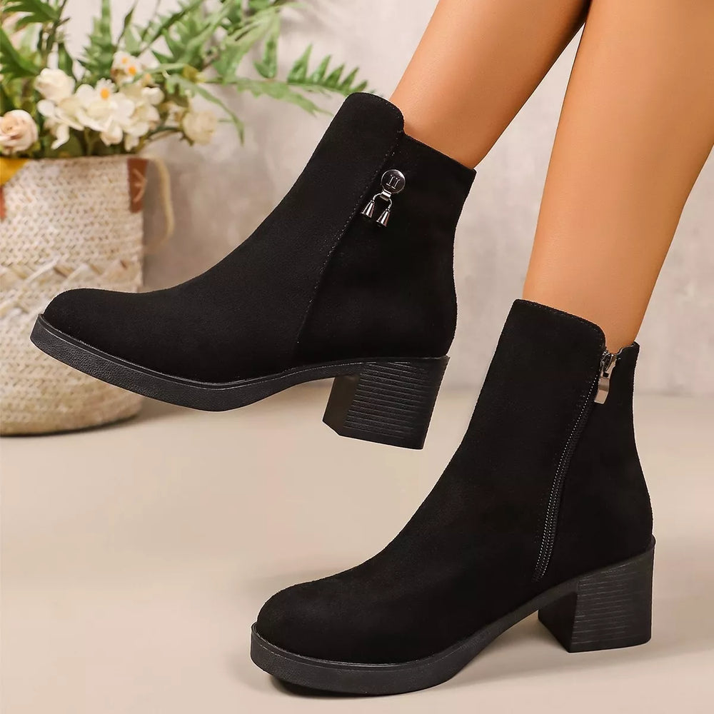 Point Toe Block Heels Boots