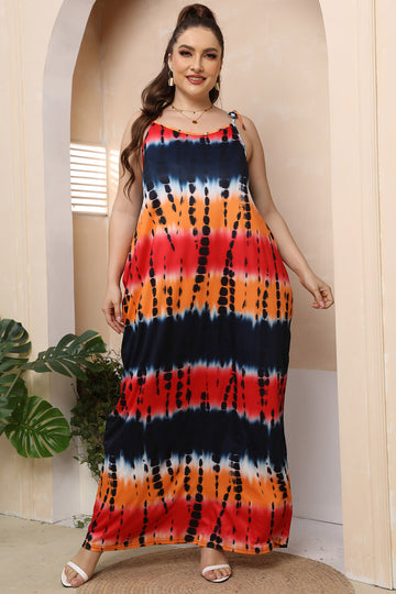 Plus Size Tie Shoulder Maxi Dress