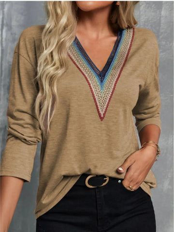 V Neck Long Sleeve T-Shirt