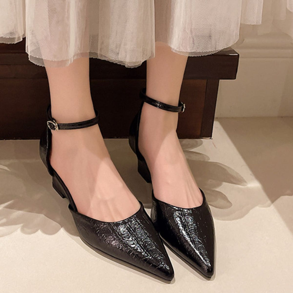 Pointed Toe Ankle Strap Pumps