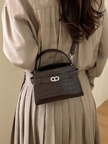 Crocodile Embossed Crossbody Bag