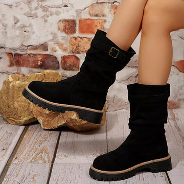 Buckle Accent Slouch Boots