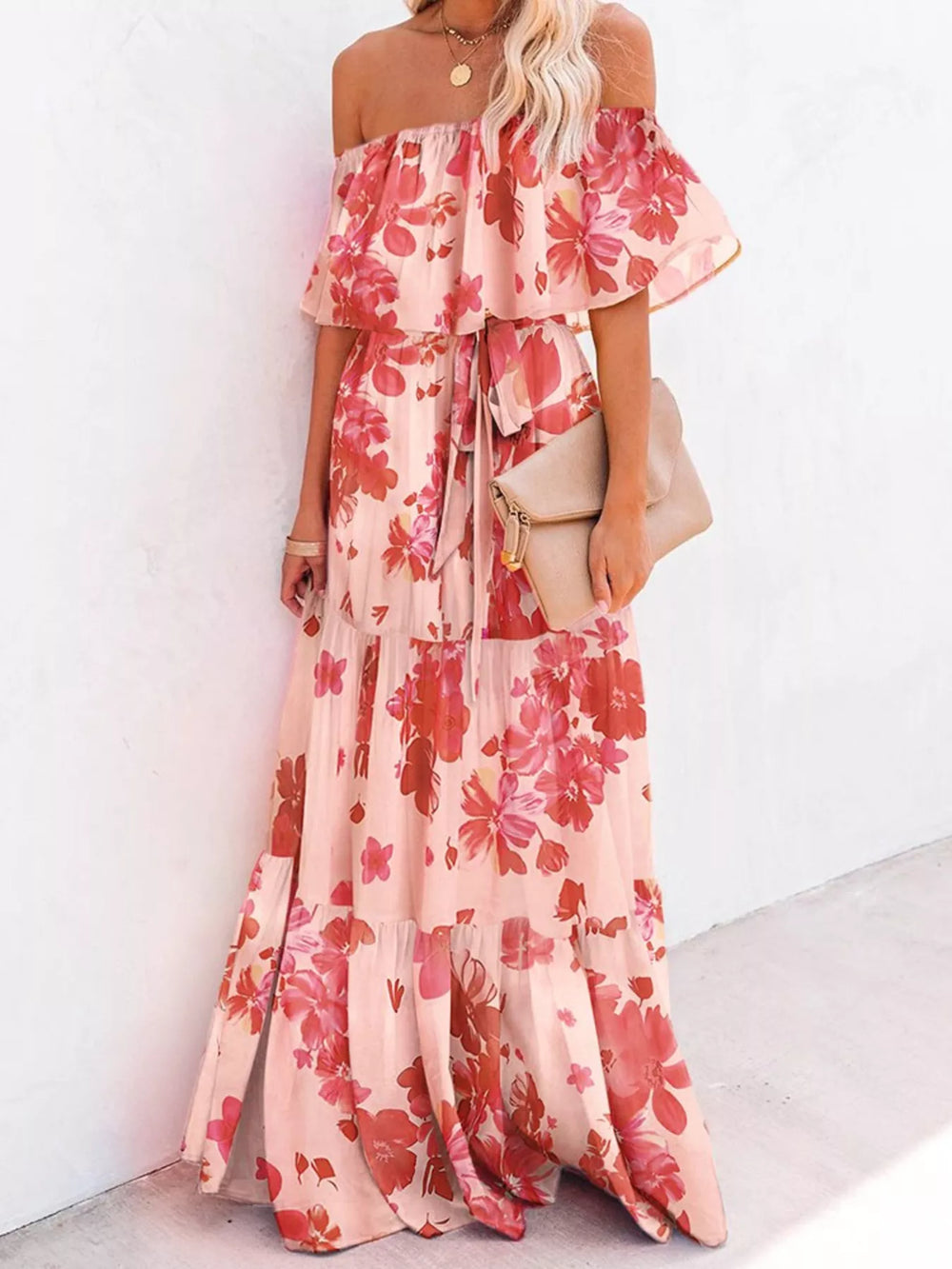 Off Shoulder Tiered Maxi Dress