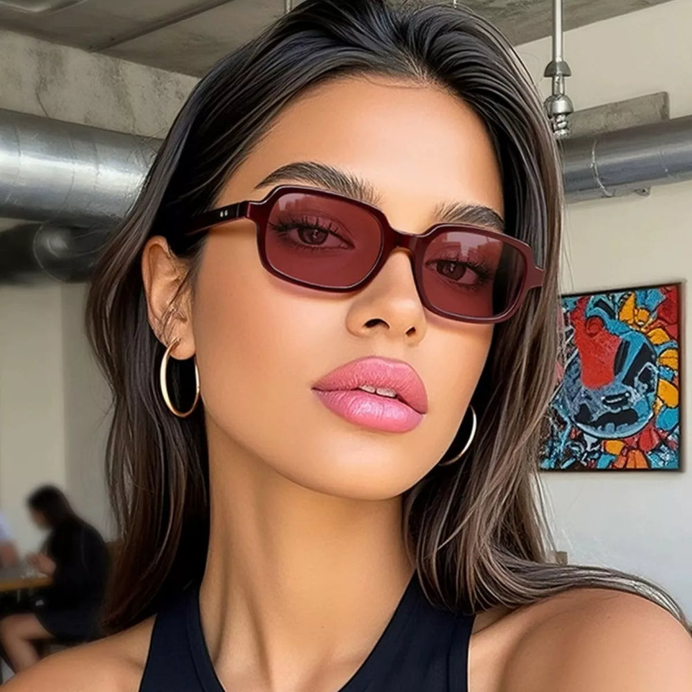 Rectangular Tinted Lens Sunglasses