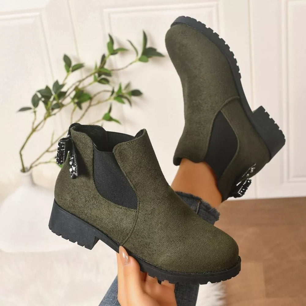 Round Toe Block Heels Boots