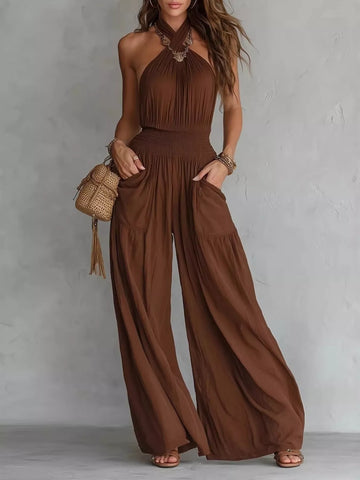 Halter Neck Wide-Leg Jumpsuit