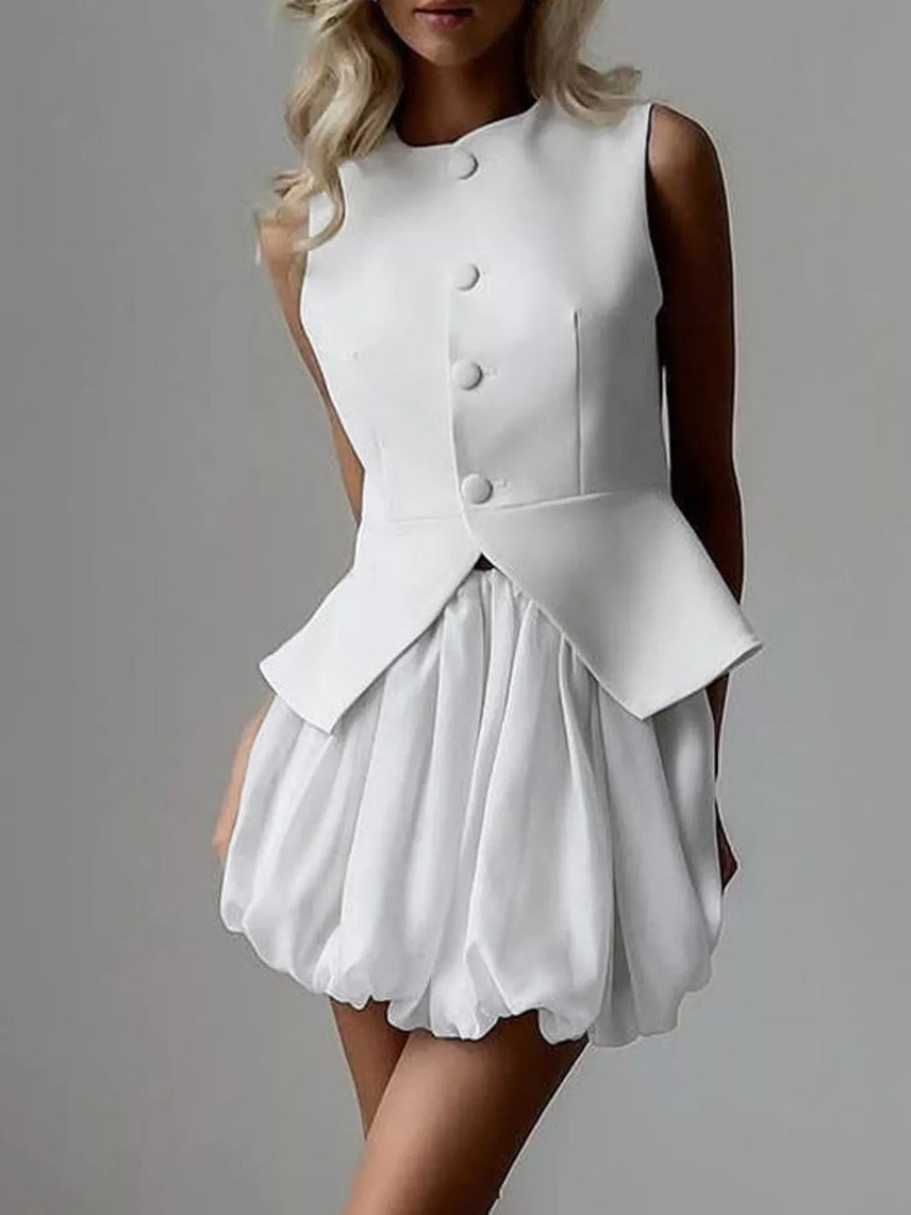 Peplum Vest & Bubble Skirt Set