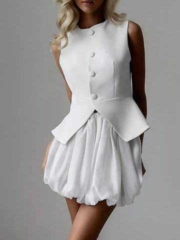 Peplum Vest & Bubble Skirt Set