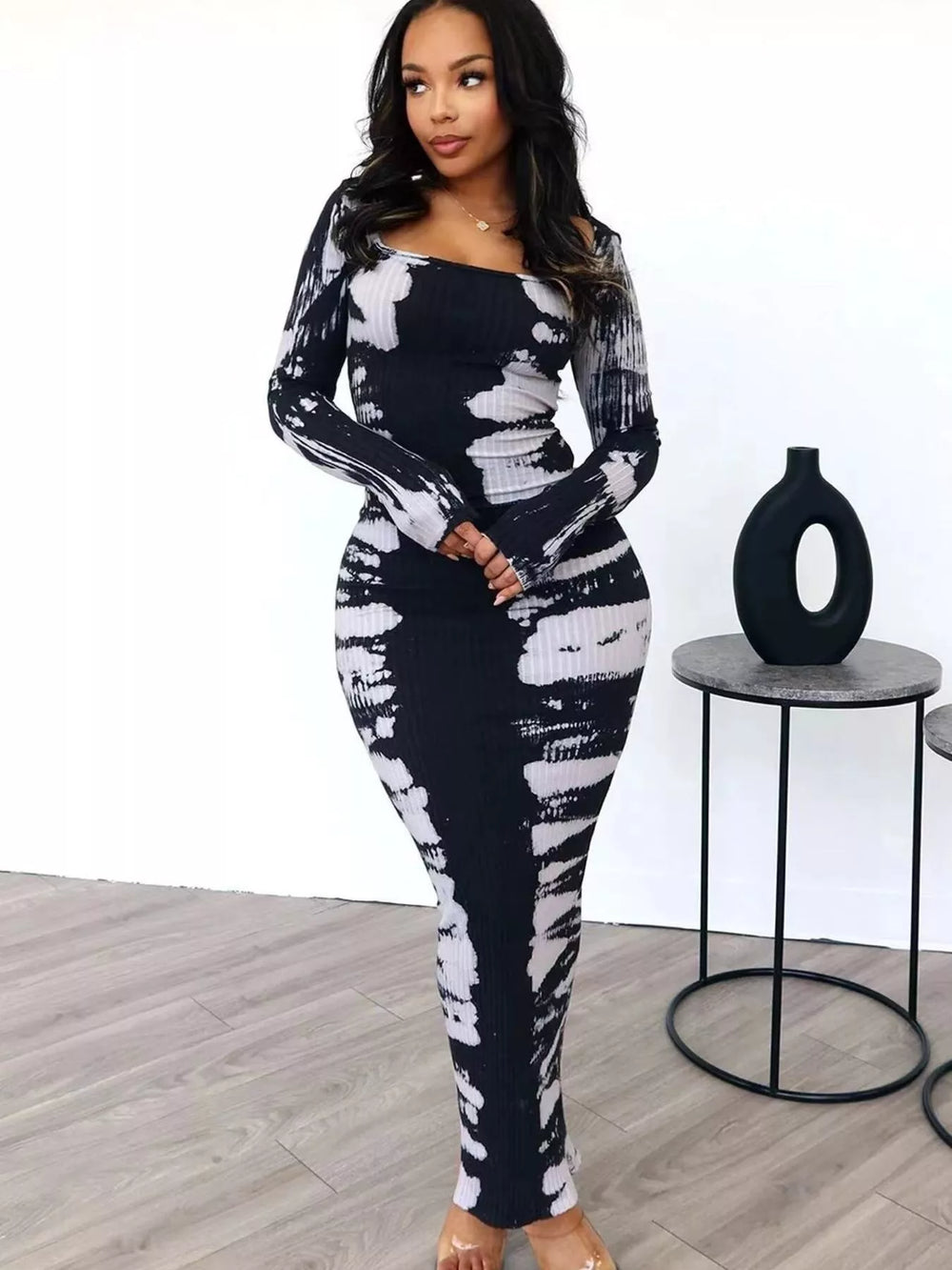 Tie Dye Long Sleeve Maxi Dress