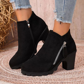 Round Toe Block Heels Boots