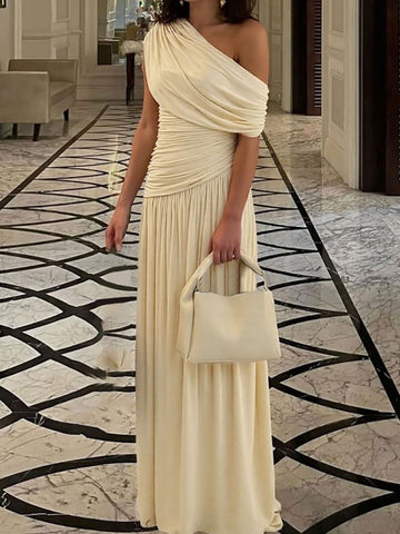 One-Shoulder Ruched Maxi Dress