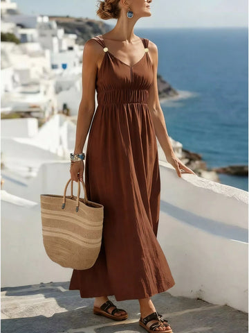 V Neck Sleeveless Maxi Dress