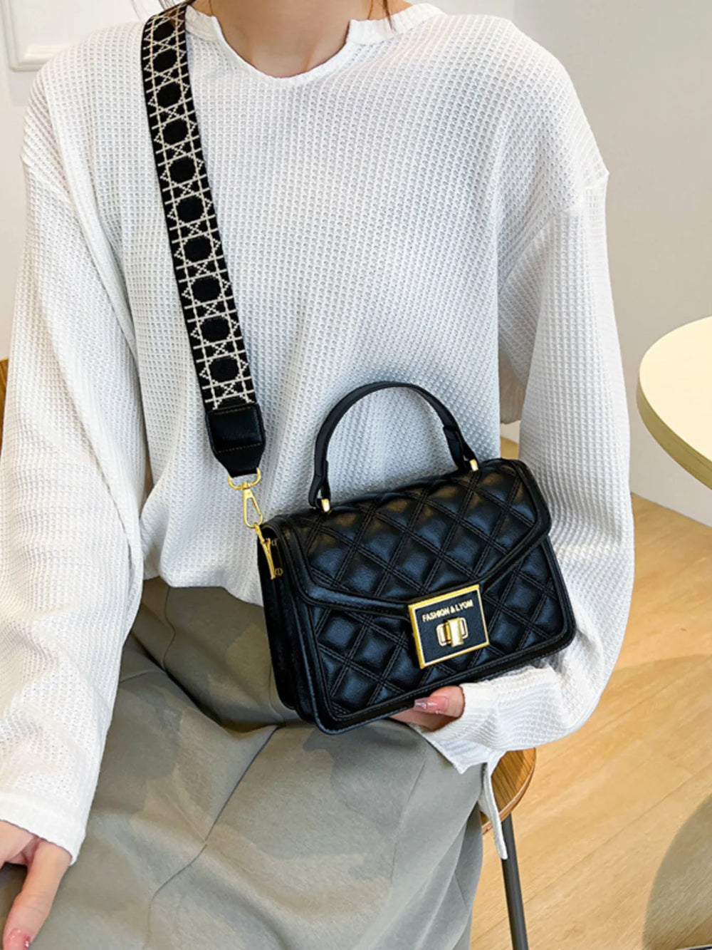Quilted Adjustable Strap Shoulder Bag