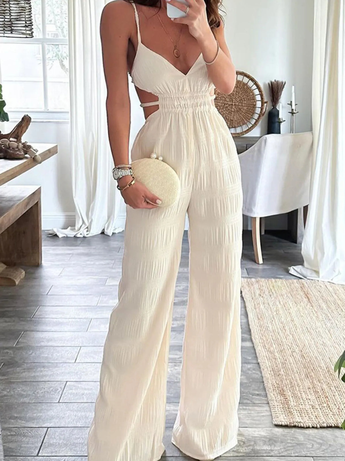 Cut Out Wide Leg Jumpsuit