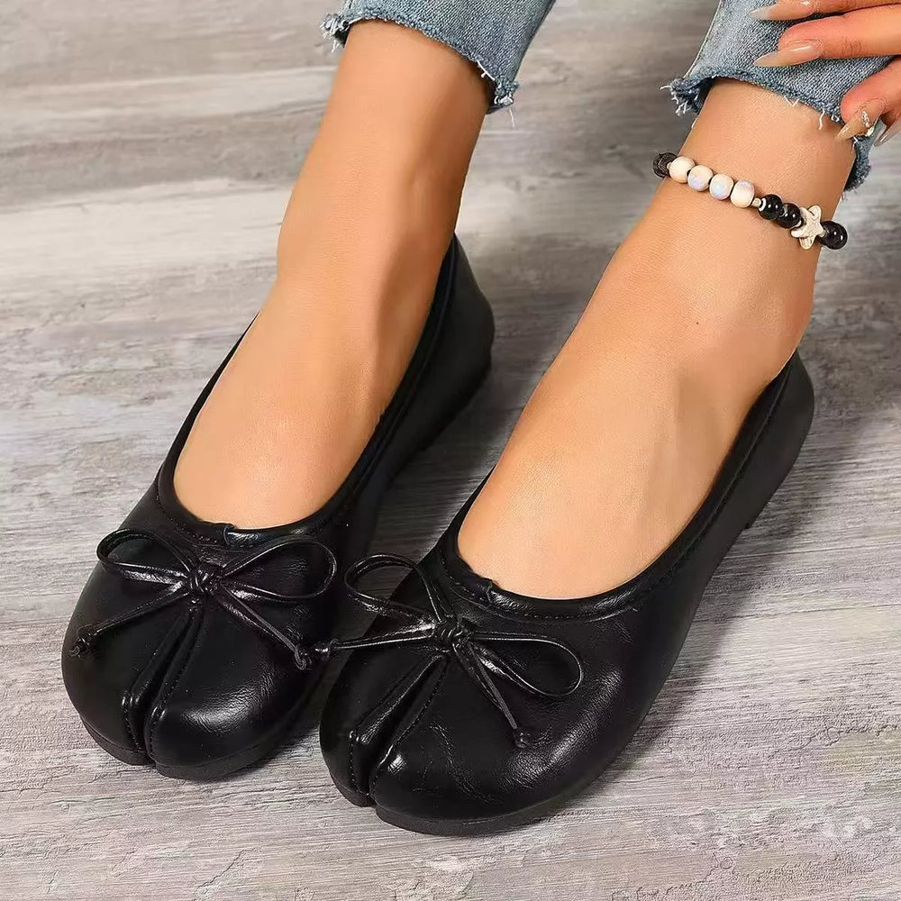 Bow Decor Split Toe Slip Ons