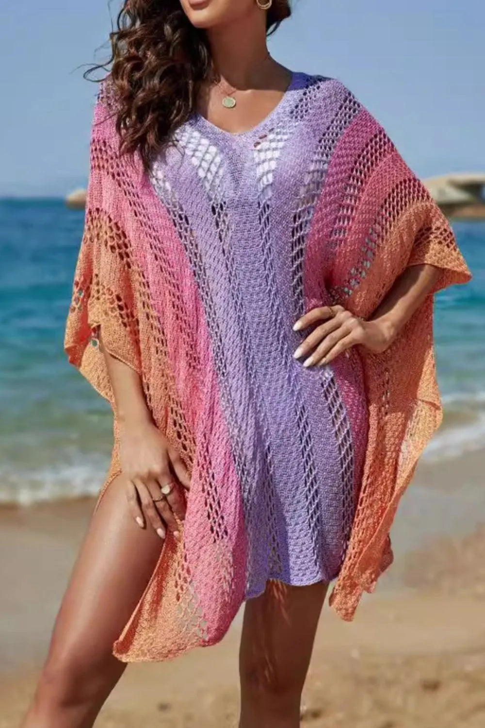 Rainbow Gradient Crochet Cover Up