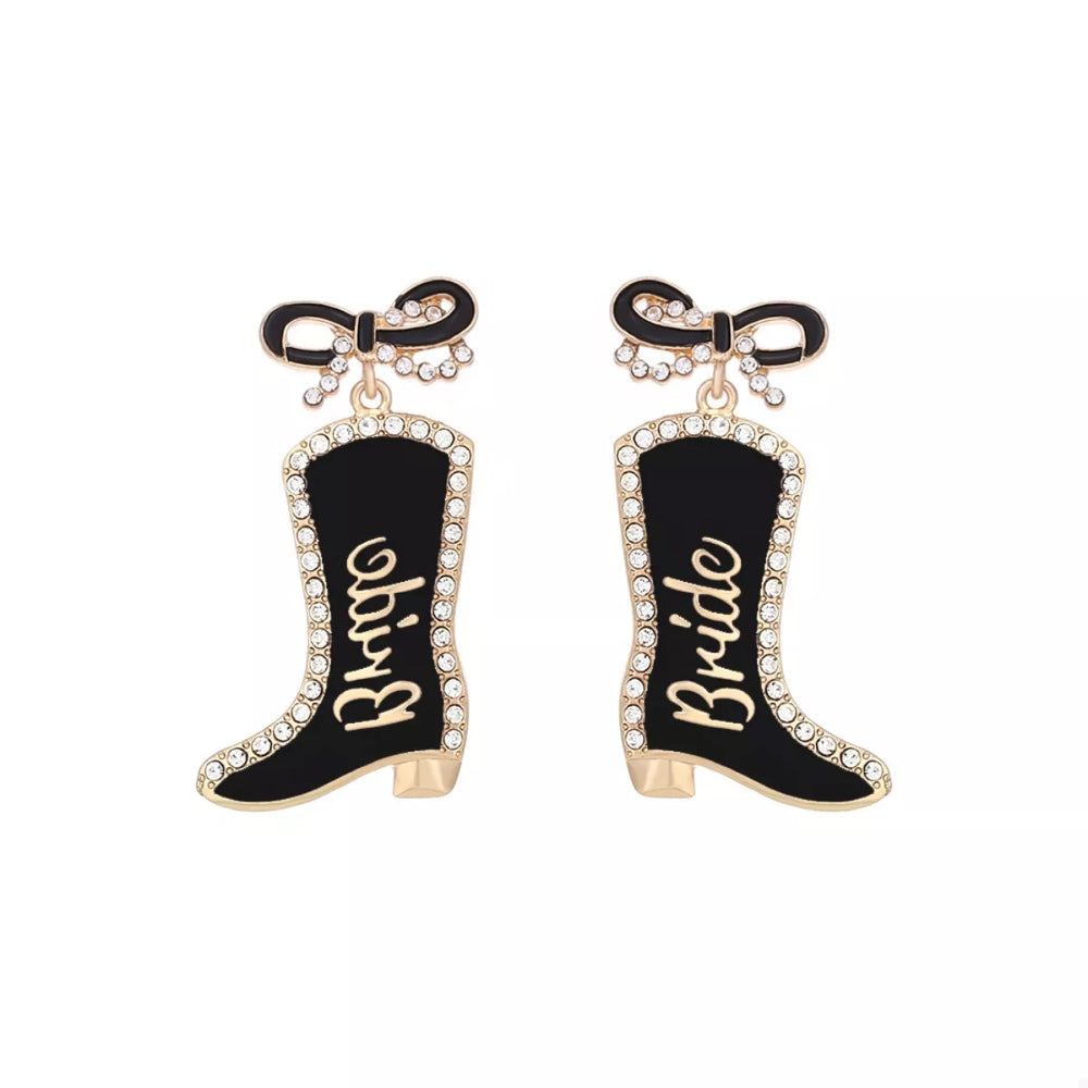 Cowgirl Boot Dangle Earrings with Bow