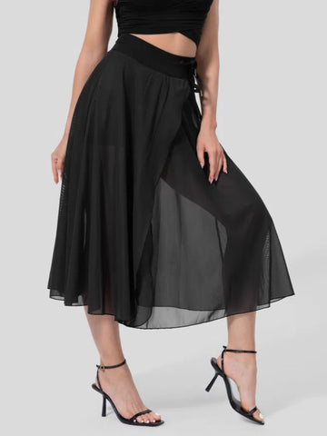 Slit Flowy Skirt with Shorts Liner