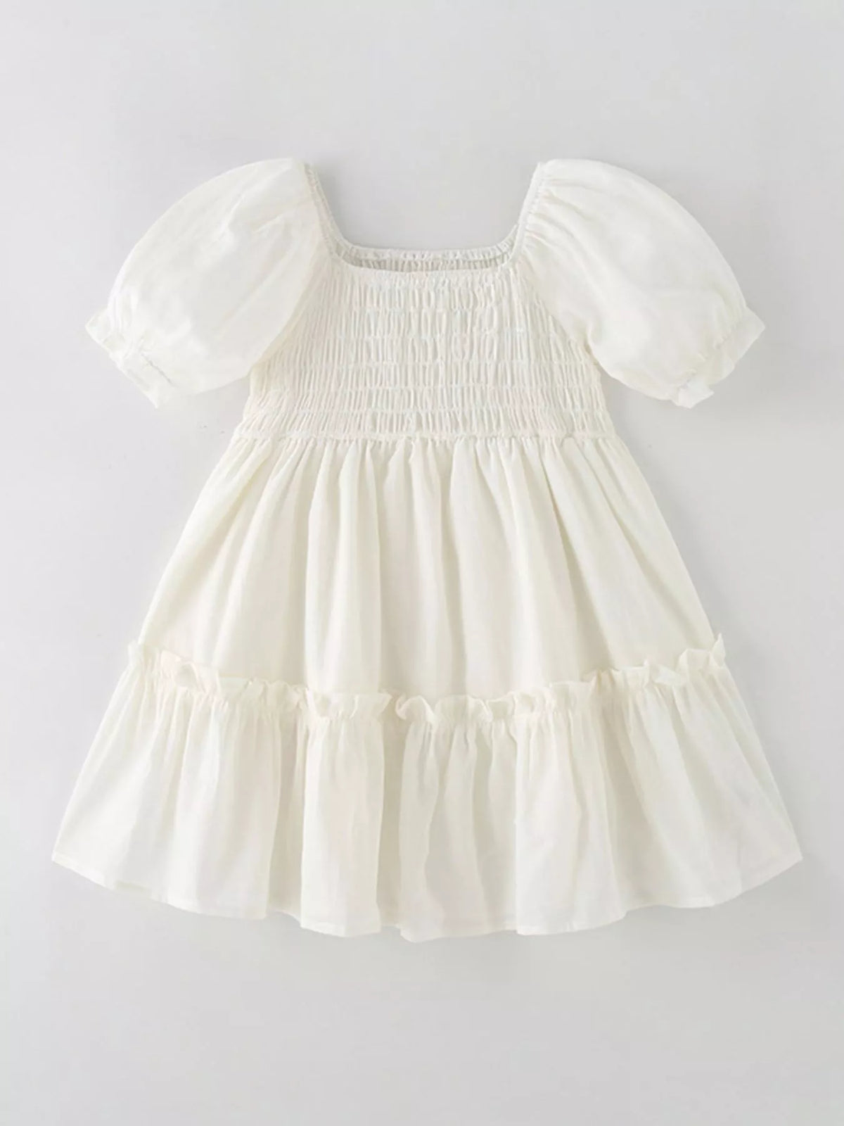Children's Smocked Puff Sleeve Tiered Dress