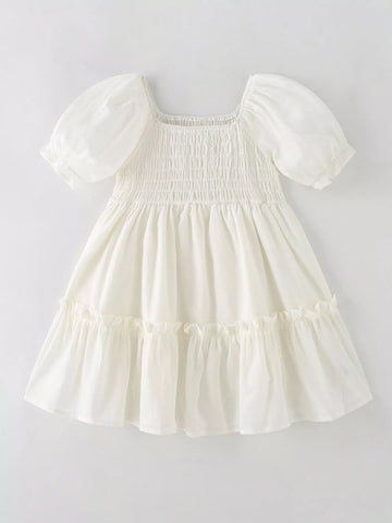 Children's Smocked Puff Sleeve Tiered Dress
