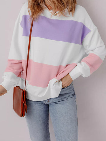 Colorblock Patchwork Drop Shoulder Crewneck Sweatshirt