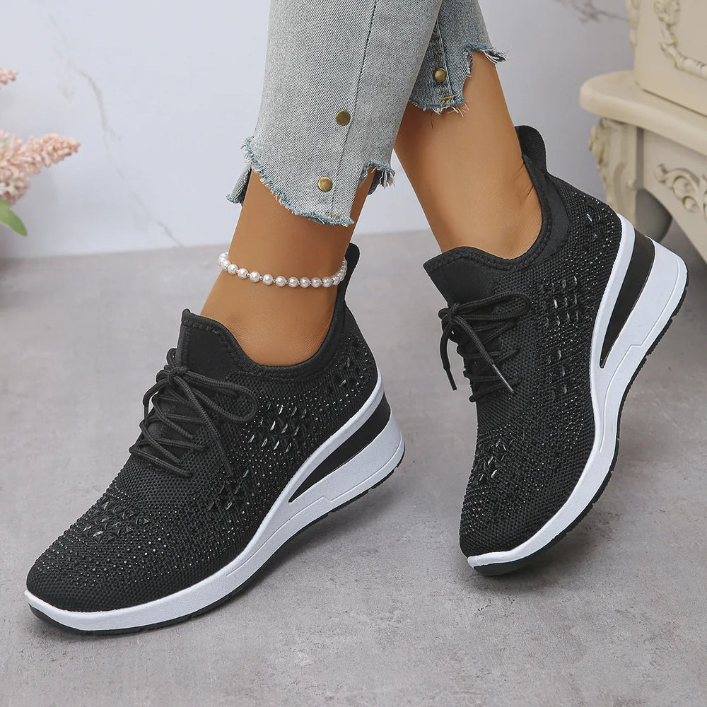 Rhinestone Wedge Athletic Sneakers