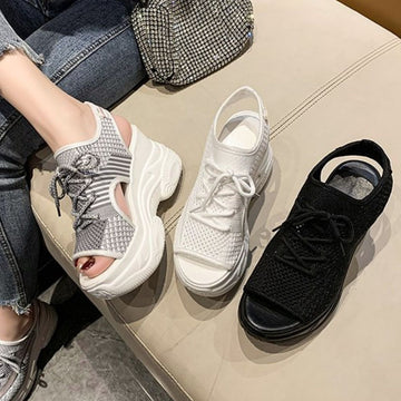 Breathable Mesh Platform Sandals