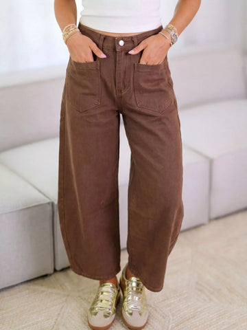 Wide-Leg Jeans with Front Patch Pockets