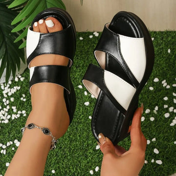 Contrast Open Toe Wedge Sandals