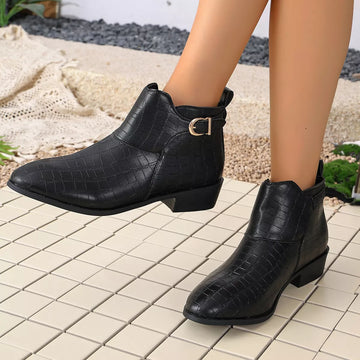 Point Toe Block Heels Boots