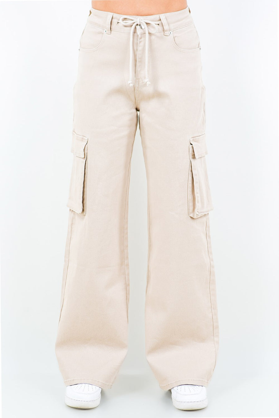American Bazi Full Size Drawstring Wide Leg Cargo Pants Plus Size