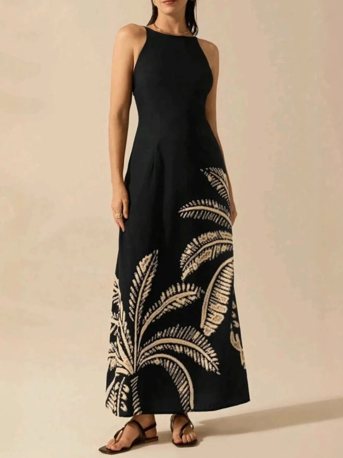 Printed Sleeveless Maxi Dress selected from Maxi Dresses for The Long Line: Maxi Dresses Made for an Entrance