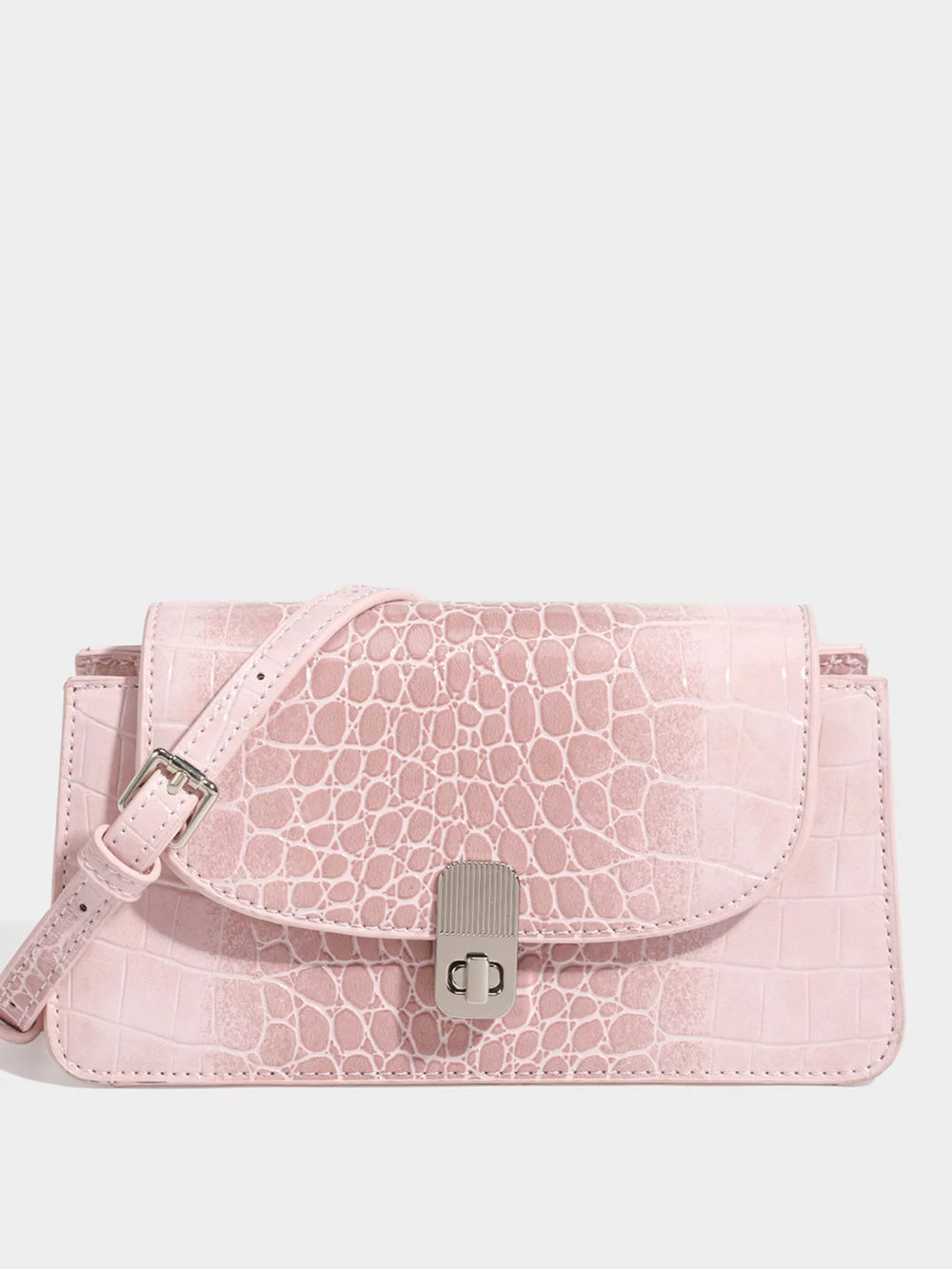 Crocodile Embossed Flap Crossbody Bag