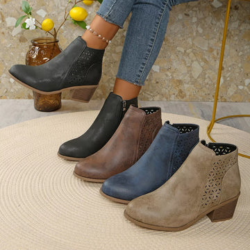 Point Toe Block Heels Boots