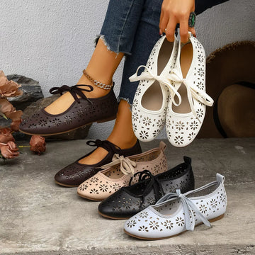 Floral Cutout Tied Slip Ons