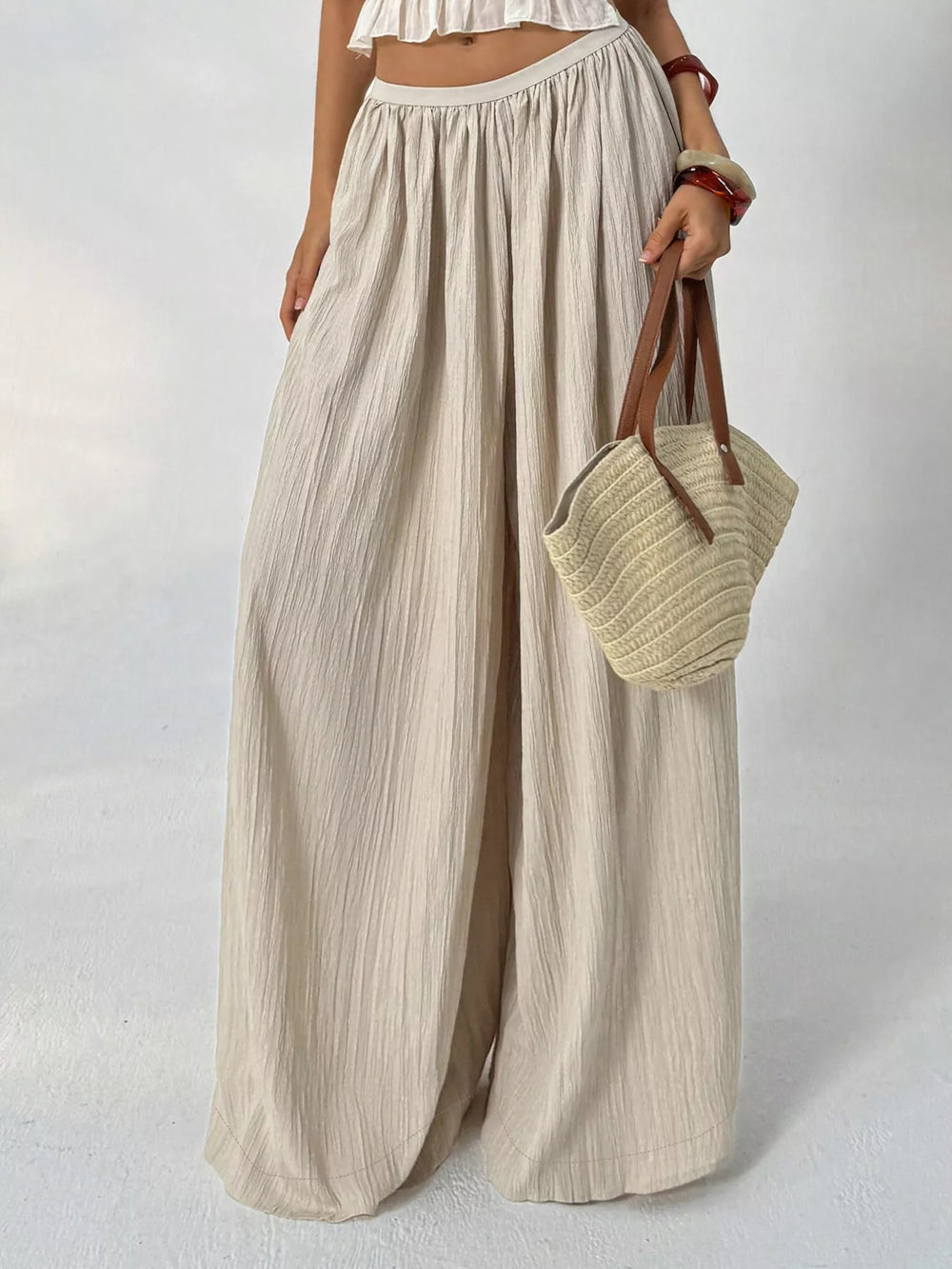 Wide Leg Textured Pants