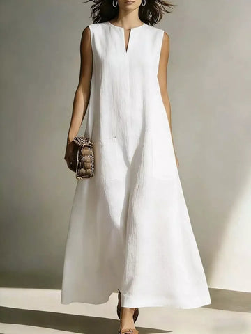 Notched Sleeveless Maxi Dress