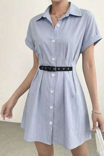 Button Up Short Sleeve Shirt Dress