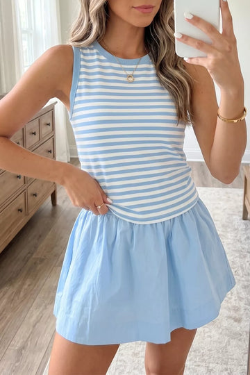 Striped Tank & Ruffle Skort Set